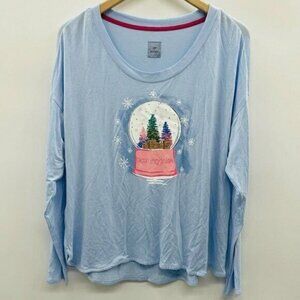 Jane & Bleecker Womens Size Small Long Sleeve Arctic Snow Globe Pajama Top 520